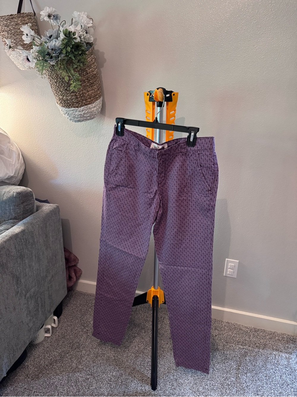 H&M Purple Printed Linen and Cotton Pants Size 8
